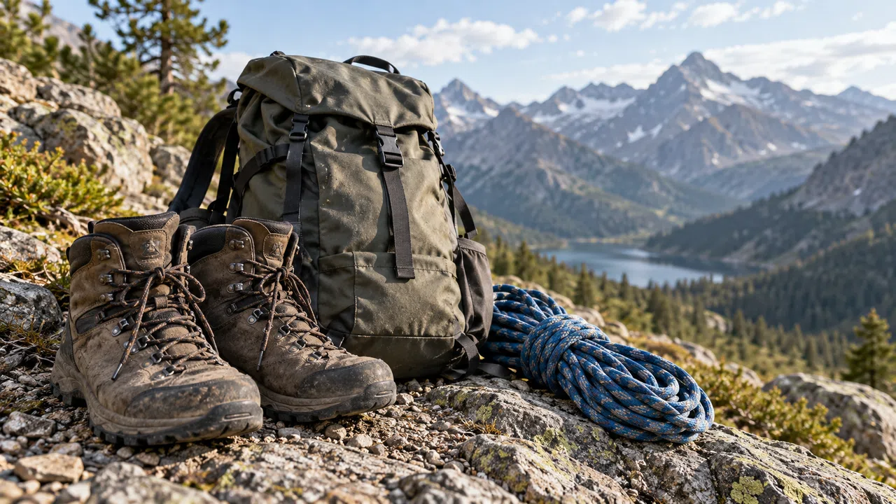 Illustration générée : hiking equipment ; aucun lieu réel identifié